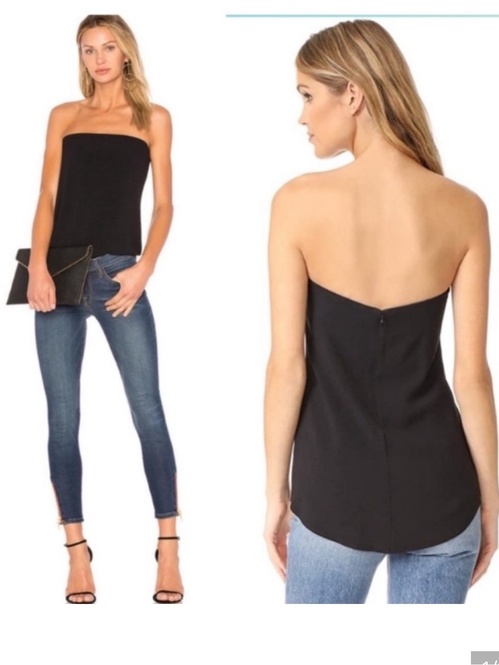 Theory Zalballa Rosina Black Strapless Crepe Top